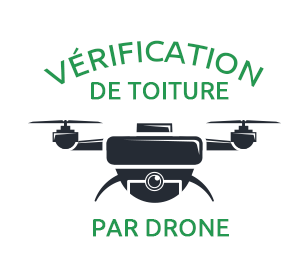 Badge vérification de toiture par drone.